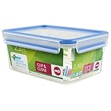 Emsa 508544 CLIP & CLOSE FRISCHHALTEDOSE | 2,2 L | rechteckig | Großformat - Clipbox | 100% dicht, Transparent / Blau