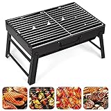 AGM Holzkohlegrill Picknickgrill Edelstahl Kleiner Grill Portable Campinggrill Abnehmbare BBQ Grills für Outdoor Garten Party usw. (52 x 29.5 x 22.2 cm)