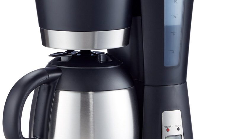 Filter Kaffeemaschine Mattschwarz Camping geeignet 6 Tassen Dauerfilter