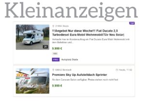 Top gebrauchte Wohnmobile bis 10.000 € kaufen