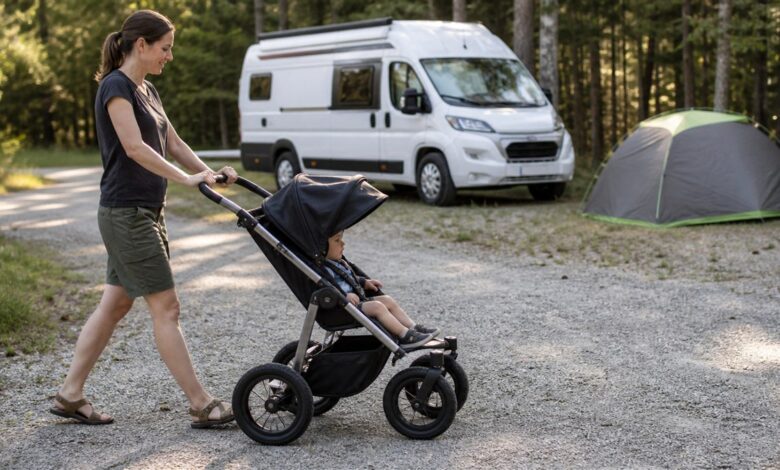 Kinderwagen fürs Camping: Gelände, Faltmaß und Sicherheit