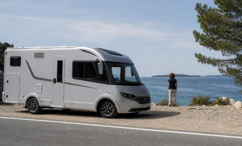 Kompaktes Luxus-Reisemobil an der Adriaküste