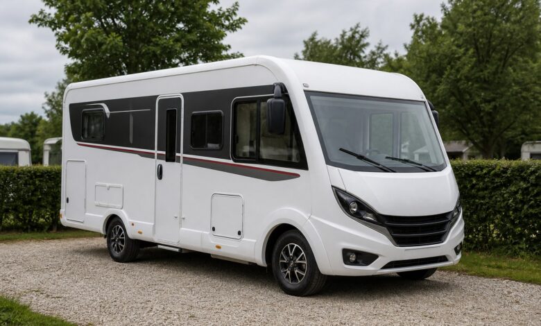 Kompakter LMC Explorer 585 Sportsline auf einem Campingplatz