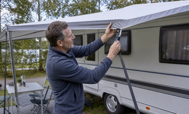 Markisenklemmen gegen flatterndes Markisentuch