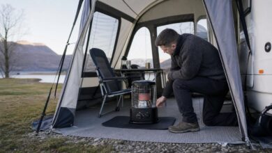 Petroleumofen beim Camping