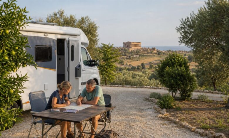 Paar plant seine Camping-Rundreise durch Sizilien