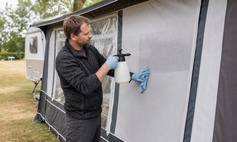 Vorzelt reinigen und gleichmäßig imprägnieren