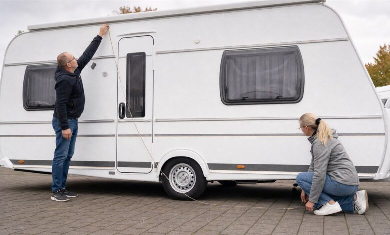 Wohnwagen-Umlaufmaß für ein passendes Vorzelt messen