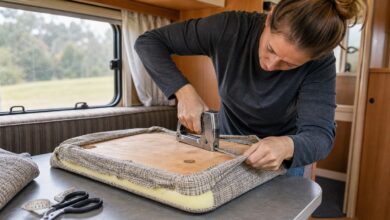 Wohnwagenpolster neu beziehen: günstig und sicher selbst machen